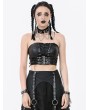 Dark in love Black Gothic Punk Metal Belted Grommet Lace-Up Corset Top for Women