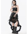Dark in love Black Gothic Punk Metal Belted Grommet Lace-Up Corset Top for Women