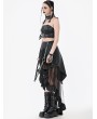 Dark in love Black Gothic Punk Metal Belted Grommet Lace-Up Corset Top for Women