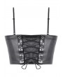 Dark in love Black Gothic Punk Metal Belted Grommet Lace-Up Corset Top for Women