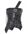 Dark in love Black Gothic Punk Asymmetric Buckled Faux Leather Corset Top for Women