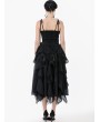 Dark in love Black Gothic Floral Jacquard Tie Strap Bustier Top for Women