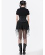 Dark in love Black Gothic Grommet Lace-Up Corset with High-Low Mesh Skirt