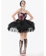 Dark in love Black Gothic Lolita Pink Satin Layered Tulle Mini Dress