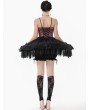 Dark in love Black Gothic Lolita Pink Satin Layered Tulle Mini Dress