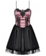 Dark in love Black Gothic Lolita Pink Satin Layered Tulle Mini Dress