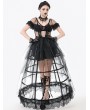Dark in love Black Sexy Gothic Transparent Layered Trim Mesh Long Dress