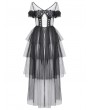 Dark in love Black Sexy Gothic Transparent Layered Trim Mesh Long Dress