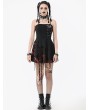 Dark in love Black and Red Tie-Dye Punk Gothic Irregular Bat Hem Dress