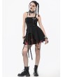 Dark in love Black and Red Tie-Dye Punk Gothic Irregular Bat Hem Dress