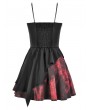 Dark in love Black and Red Tie-Dye Punk Gothic Irregular Bat Hem Dress