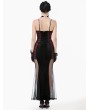 Dark in love Black and Red Sexy Gothic Lace Applique Bodycon Fishtail Long Dress
