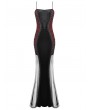 Dark in love Black and Red Sexy Gothic Lace Applique Bodycon Fishtail Long Dress