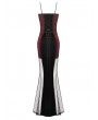 Dark in love Black and Red Sexy Gothic Lace Applique Bodycon Fishtail Long Dress