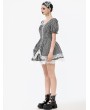 Dark in love Black and White Lace Trim Gothic Lolita Striped Short Dress