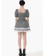 Dark in love Black and White Lace Trim Gothic Lolita Striped Short Dress