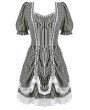 Dark in love Black and White Lace Trim Gothic Lolita Striped Short Dress