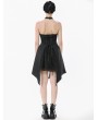 Dark in love Black Gothic Rhinestone Tassel Halter Sleeveless Short Dress