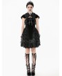 Dark in love Black Gothic Bat Coffin Mesh Spliced Velvet Short Dress