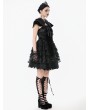 Dark in love Black Gothic Bat Coffin Mesh Spliced Velvet Short Dress