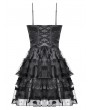 Dark in love Black Gothic Bat Coffin Mesh Spliced Velvet Short Dress
