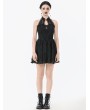 Dark in love Black Gothic Cut Out Lace Halter Sleeveless Short Dress