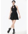 Dark in love Black Gothic Cut Out Lace Halter Sleeveless Short Dress