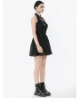 Dark in love Black Gothic Cut Out Lace Halter Sleeveless Short Dress