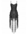 Dark in love Black Dark Swan Retro Layered Lace Tail Gothic Party Dress