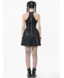Dark in love Black Gothic Punk Halter Eyelet Strap Short Leather Dress