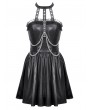 Dark in love Black Gothic Punk Halter Eyelet Strap Short Leather Dress