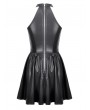 Dark in love Black Gothic Punk Halter Eyelet Strap Short Leather Dress