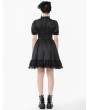 Dark in love Black Gothic Lace-Up Lolita Short Puff Sleeve Dress
