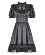 Dark in love Black Gothic Lace-Up Lolita Short Puff Sleeve Dress