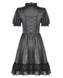 Dark in love Black Gothic Lace-Up Lolita Short Puff Sleeve Dress