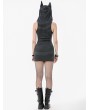 Dark in love Black and Grey Striped Gothic Wolf Ear Hooded Bodycon Dress