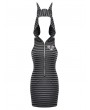 Dark in love Black and Grey Striped Gothic Wolf Ear Hooded Bodycon Dress