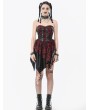 Dark in love Black and Red Gothic Punk Plaid Faux Leather Asymmetric Dress