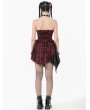 Dark in love Black and Red Gothic Punk Plaid Faux Leather Asymmetric Dress