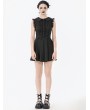 Dark in love Black Gothic Sweet Sleeveless Pleated Mini Dress