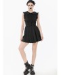 Dark in love Black Gothic Sweet Sleeveless Pleated Mini Dress