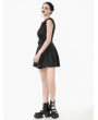 Dark in love Black Gothic Sweet Sleeveless Pleated Mini Dress