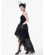 Dark in love Black and Royal Indigo Velvet Lace Gothic Tiered Tail Party Dress