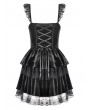 Dark in love Black Gothic Velvet Lace Applique Layered Short Dress