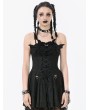 Dark in love Black Gothic Dark Demon Pleated Irregular Mesh Splicing Dress
