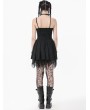Dark in love Black Gothic Dark Demon Pleated Irregular Mesh Splicing Dress