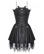 Dark in love Black Gothic Dark Demon Pleated Irregular Mesh Splicing Dress