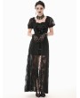 Dark in love Black Gothic Faux Two-Piece Lace Velvet Rose Maxi Dress