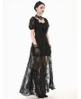 Dark in love Black Gothic Faux Two-Piece Lace Velvet Rose Maxi Dress