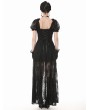 Dark in love Black Gothic Faux Two-Piece Lace Velvet Rose Maxi Dress